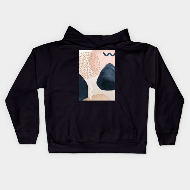 Modern Abstract Blush and Blue Kids Hoodie by PixDezines